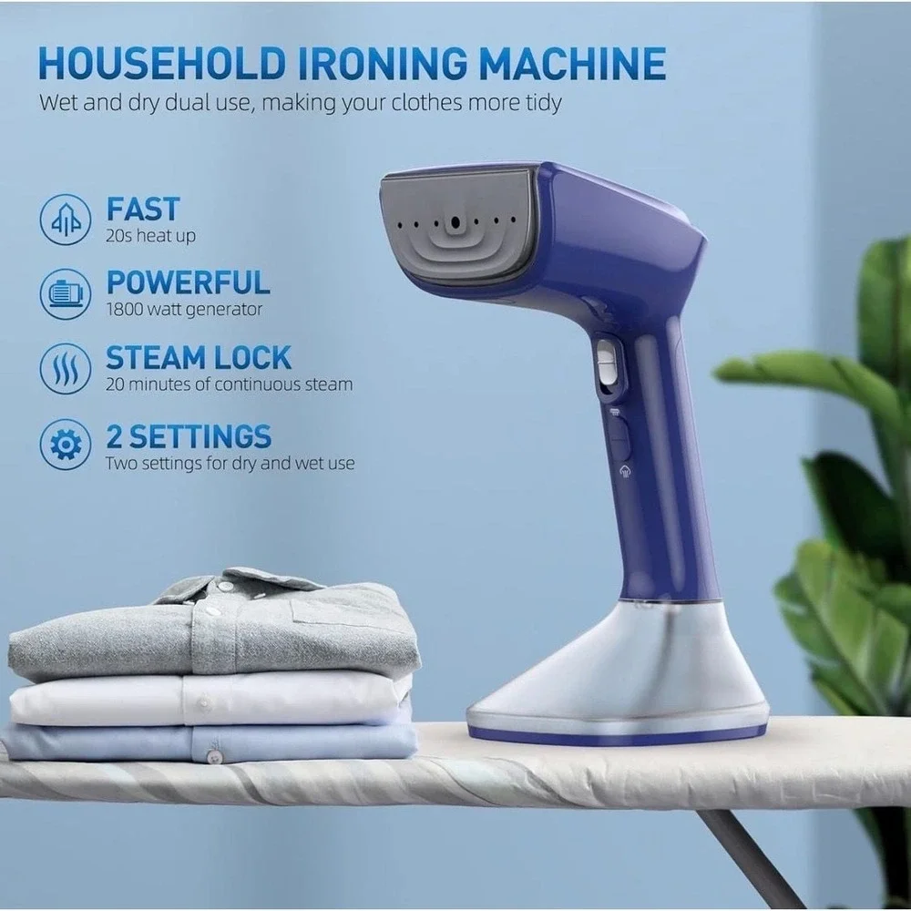 Steamer for Clothes - 1800W Powerful Steam, 2 Modes for Wet and Dry Ironing, 20-